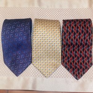3 Geoffrey Beene Silk Ties